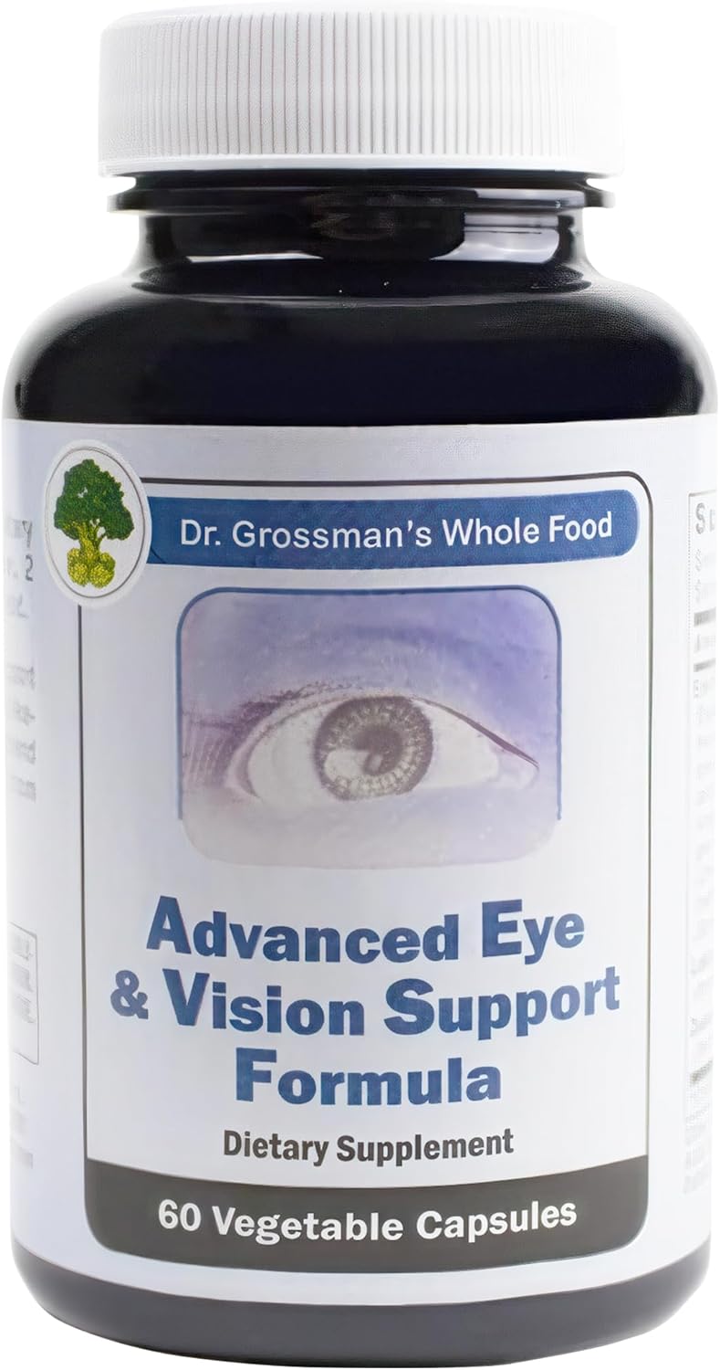 Dr. Grossman's Whole Food Eye Supplements for Eyesight - Advanced Vision Support Formula with Lutein, Zeaxanthin, Organic Prickly Pear, Bilberry - 30 Day Supply