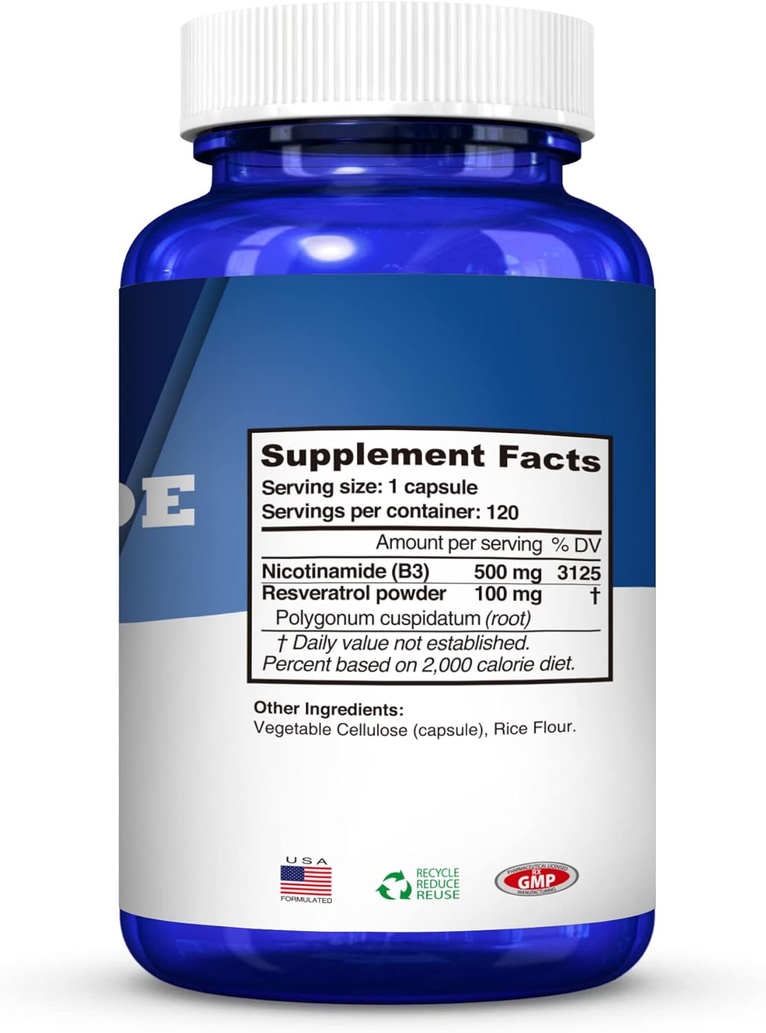 DR. HEALTH Nicotinamide 500mg with Resveratrol 100mg Capsules - 120 Count - Antioxidant Dietary Supplement for Cellular Health & Energy