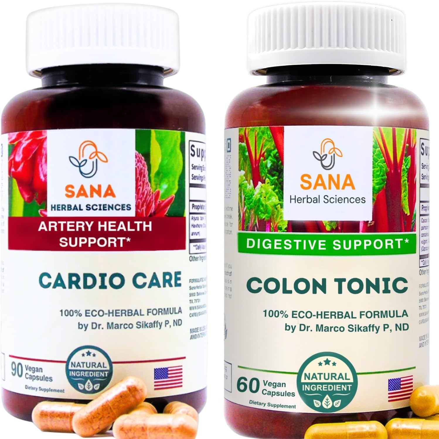 Dr. Marco Sikaffy's Sana Herbal Sciences 15-Day Detox for Artery Health & Digestive Support - Organic Colon Cleanse & Plaque Removal for Men & Women