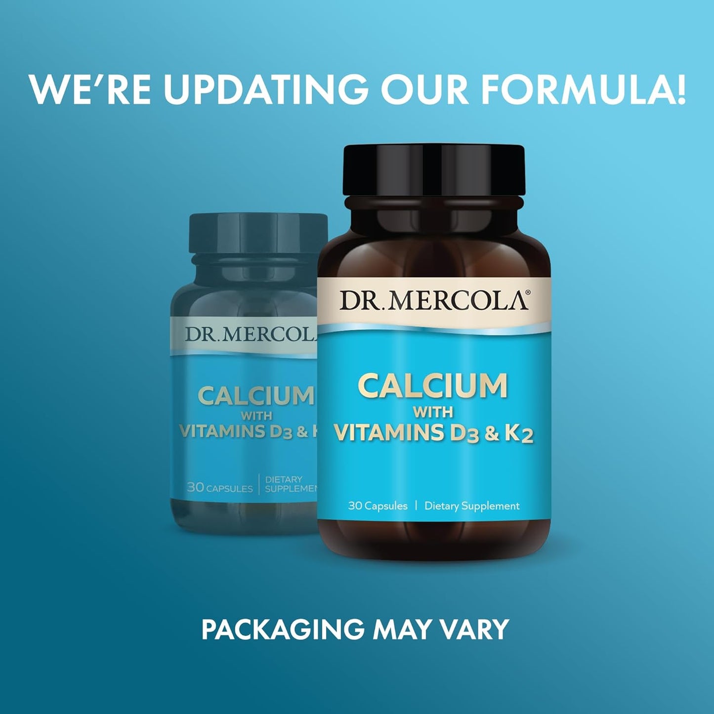 Dr. Mercola Calcium with Vitamins D3 & K2 Supplement for Bone and Organ Health - 30 Capsules, Non GMO