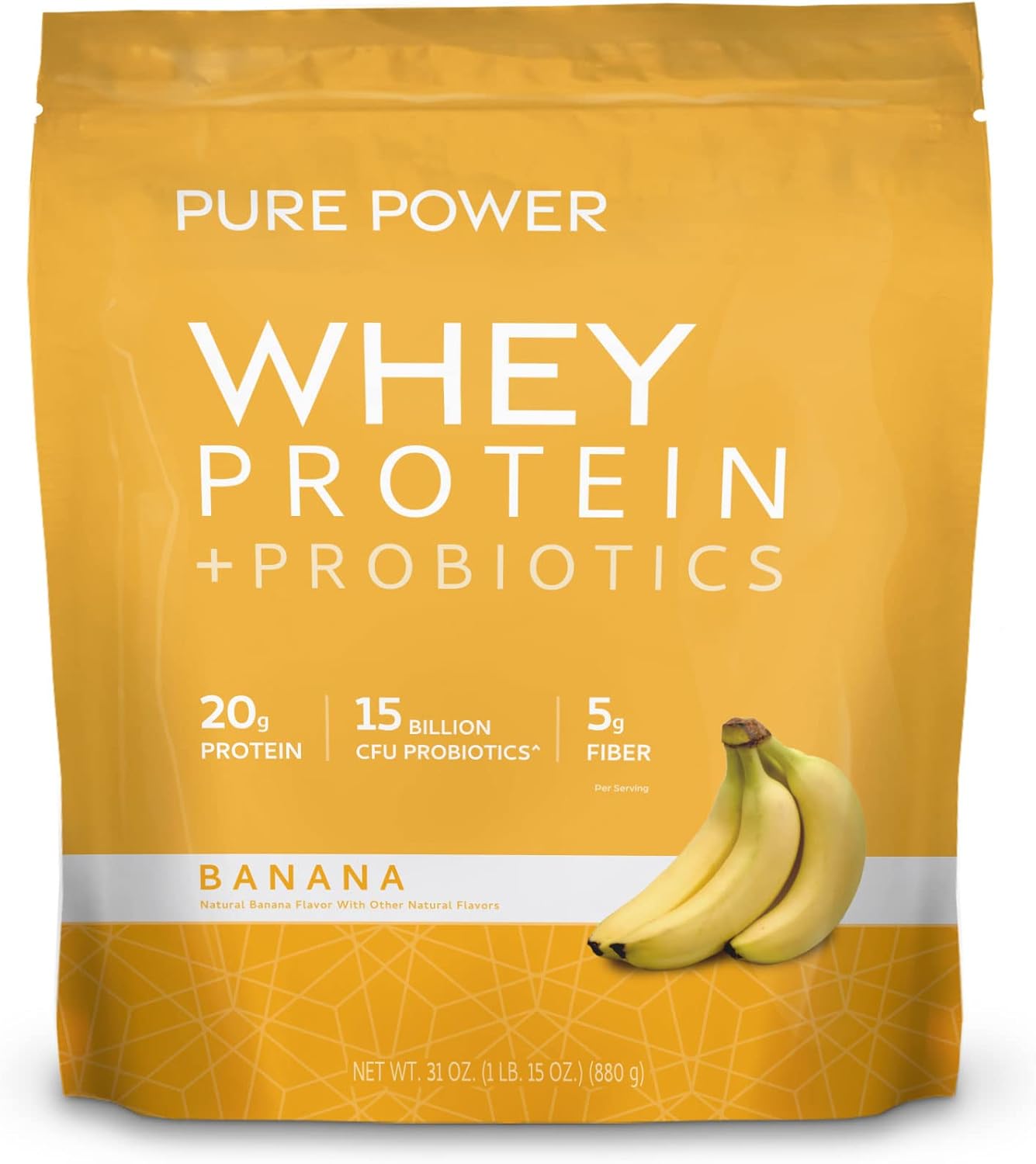 Dr. Mercola Pure Power Banana Whey Protein Powder - 22 Servings, 1 lb 15 oz - Non GMO, Gluten Free, Soy Free