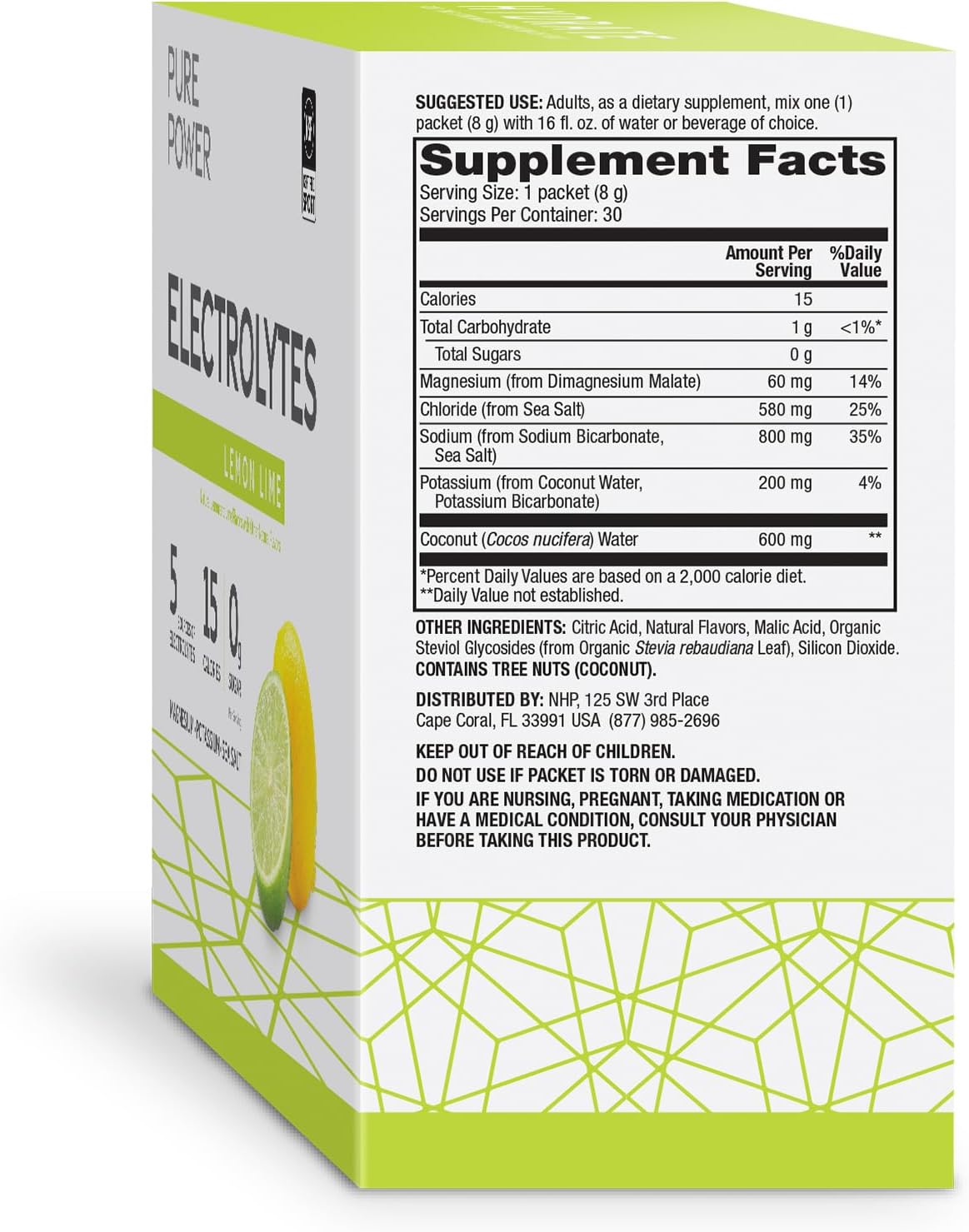 Dr. Mercola Pure Power Electrolytes Lemon Lime Powder - 30 Servings, 15 Calories, Zero Sugar - 8.5 oz