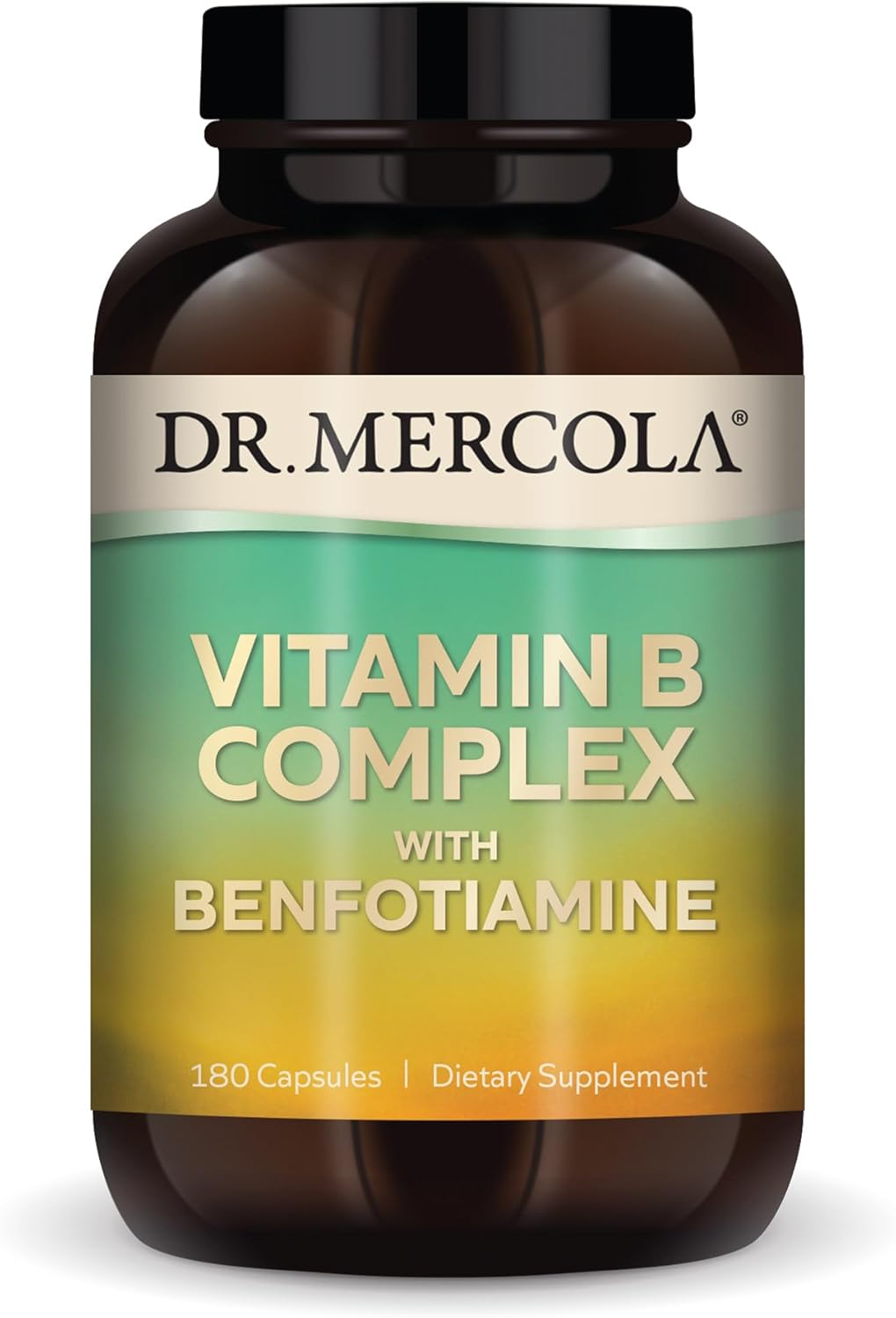 Dr. Mercola Vitamin B Complex Capsules - 90 Servings, Supports Energy Production, Non-GMO Formula with Benfotiamine