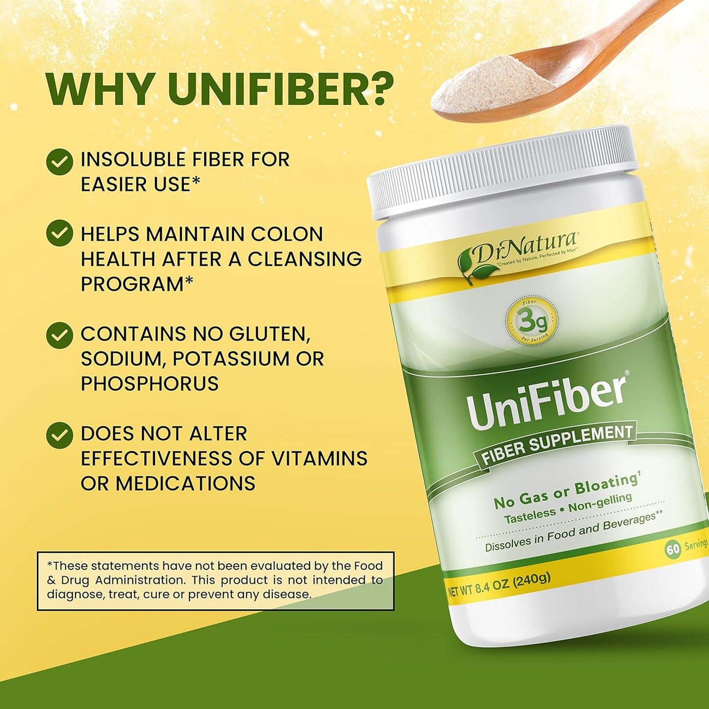 Dr. Natura Unifiber Natural Fiber Supplement 8.4 oz - Support Digestive Health with Dr. Natura's Unifiber Fiber Supplement