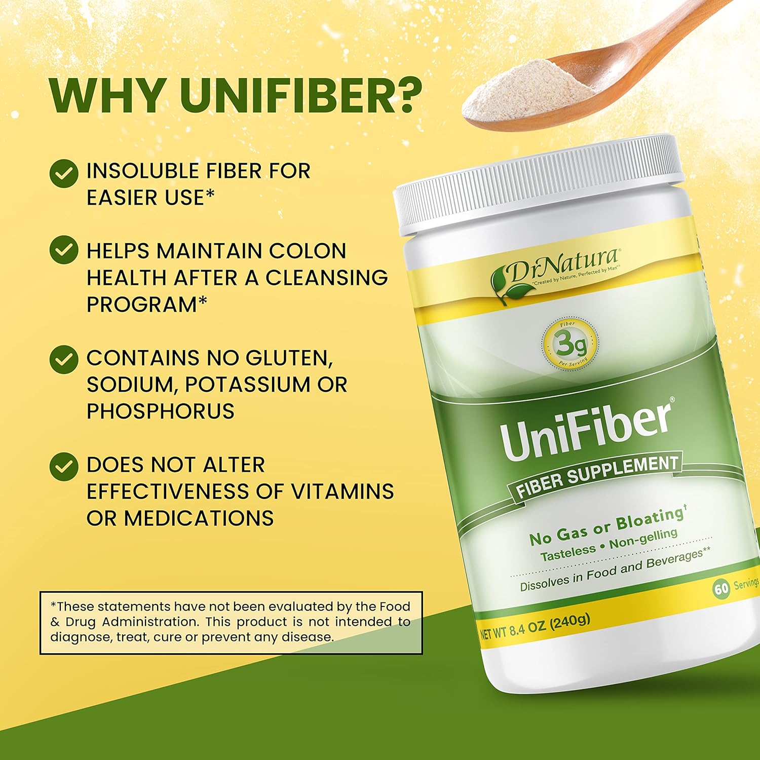 Dr. Natura Unifiber Natural Fiber Supplement 8.4 oz - Support Digestive Health with Dr. Natura's Unifiber Fiber Supplement