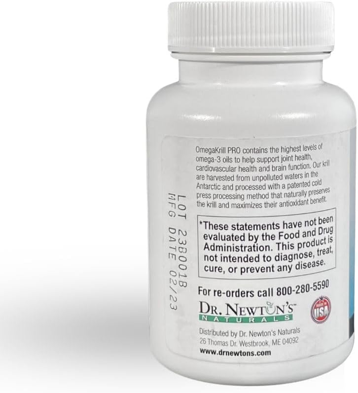 Dr. Newton’s Naturals OmegaKrill Pro EPA & DHA Softgels for Brain, Joints, and Eyes - Omega 3 from Pristine Krill Oil - 60 Count
