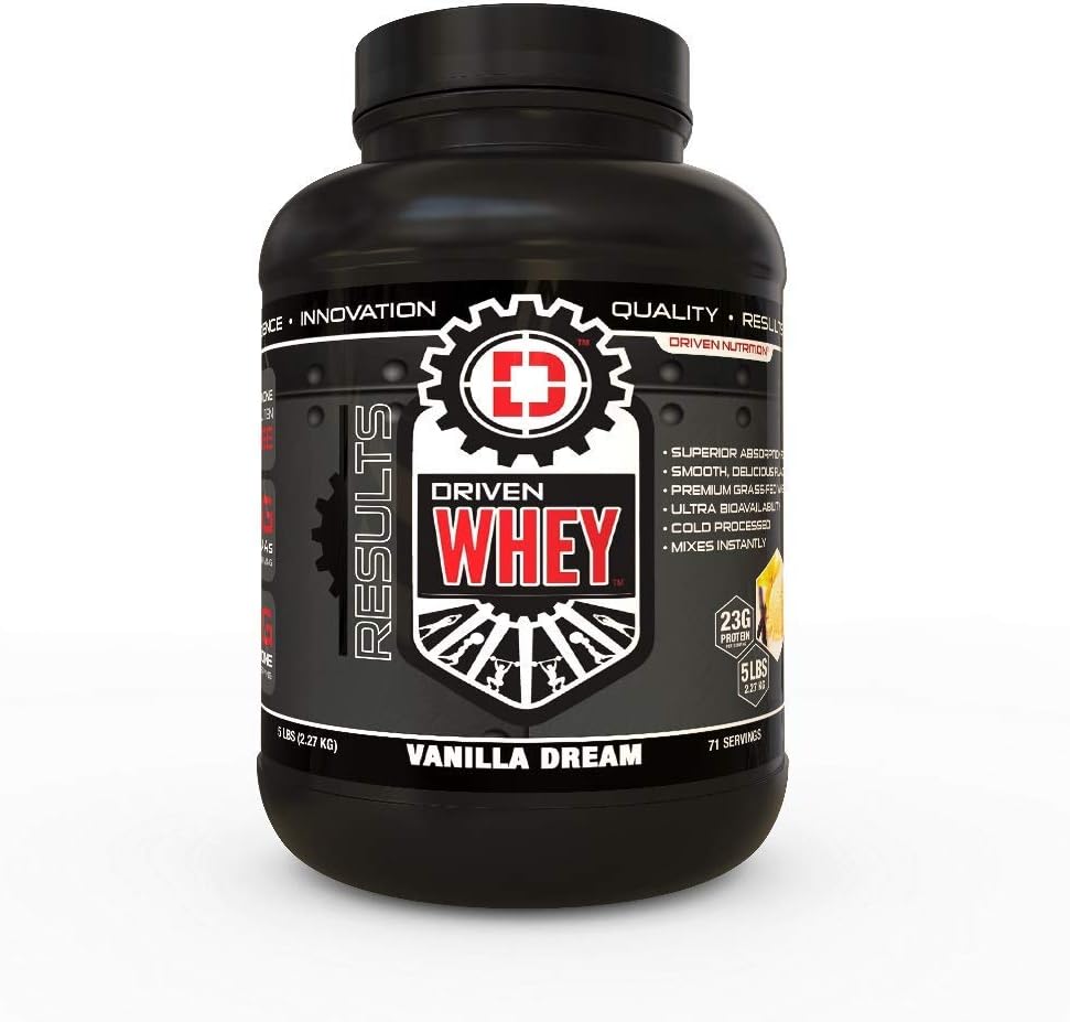 Dr. Nutrition Grass Fed Whey Protein Powder: Vanilla Dream Flavor, 5 lb - Clean Protein Shake for Muscle Recovery with 23g Protein, BCAA, Digestive Enzymes