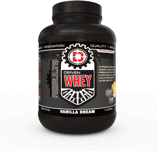 Dr. Nutrition Grass Fed Whey Protein Powder: Vanilla Dream Flavor, 5 lb - Clean Protein Shake for Muscle Recovery with 23g Protein, BCAA, Digestive Enzymes
