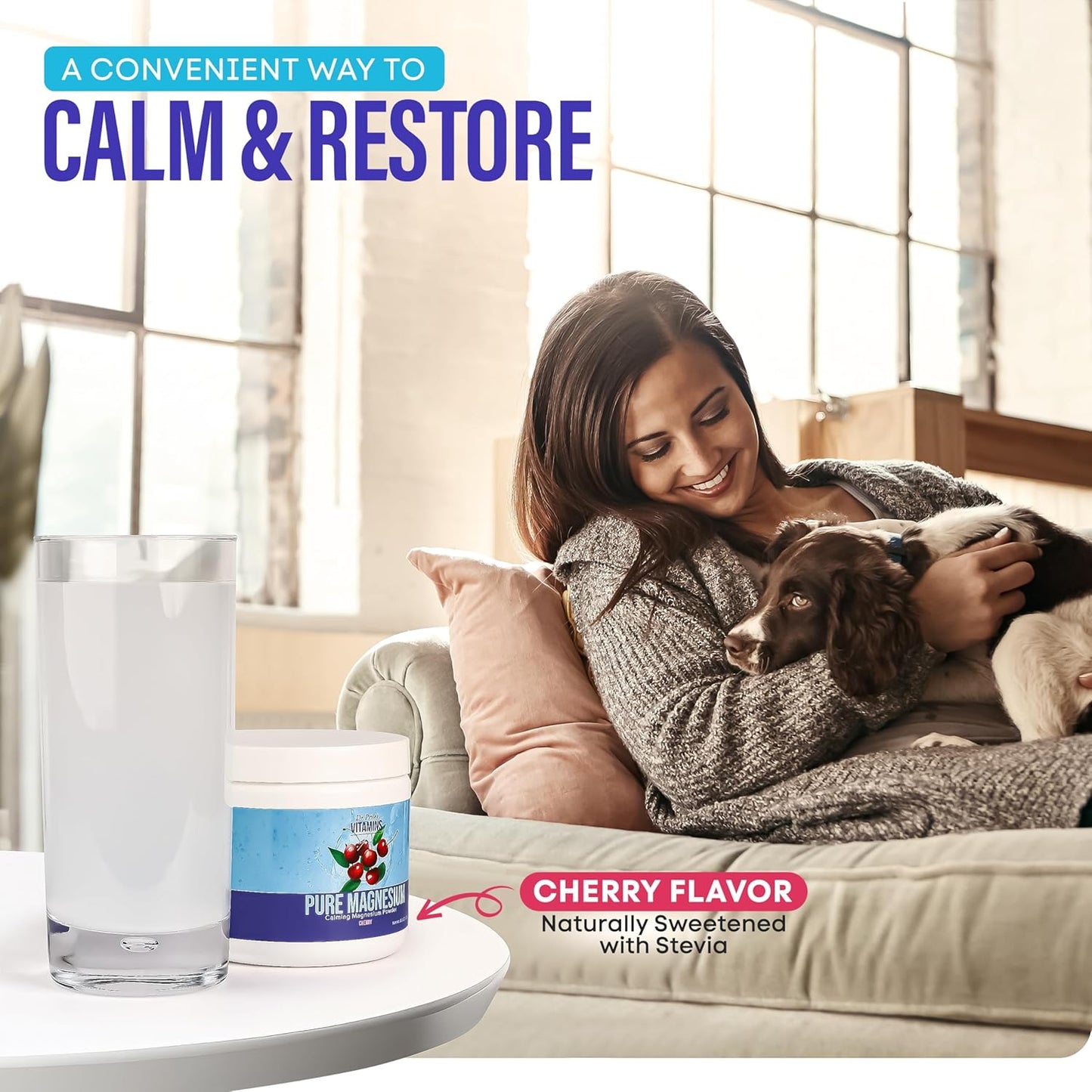 Dr. Price's Calming Magnesium Powder: Pure, Natural Anti-Stress Supplement - 60 Servings - Cherry Flavor - Non-GMO & Gluten Free