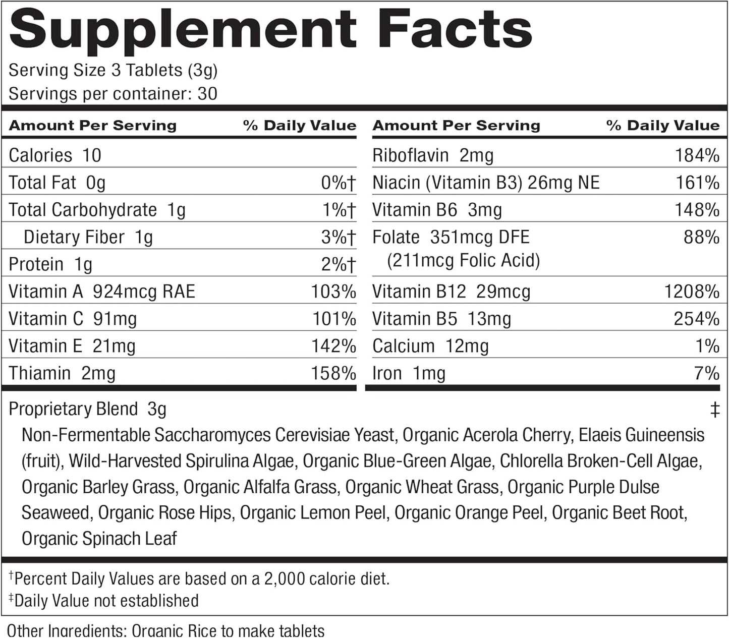Dr. Schulze's Superfood 100 Tablets - Herbal Vitamin & Mineral Concentrate for Daily Nutrition & Energy Boost - Gluten-Free, Non-GMO, Vegan & Organic - 90 Count