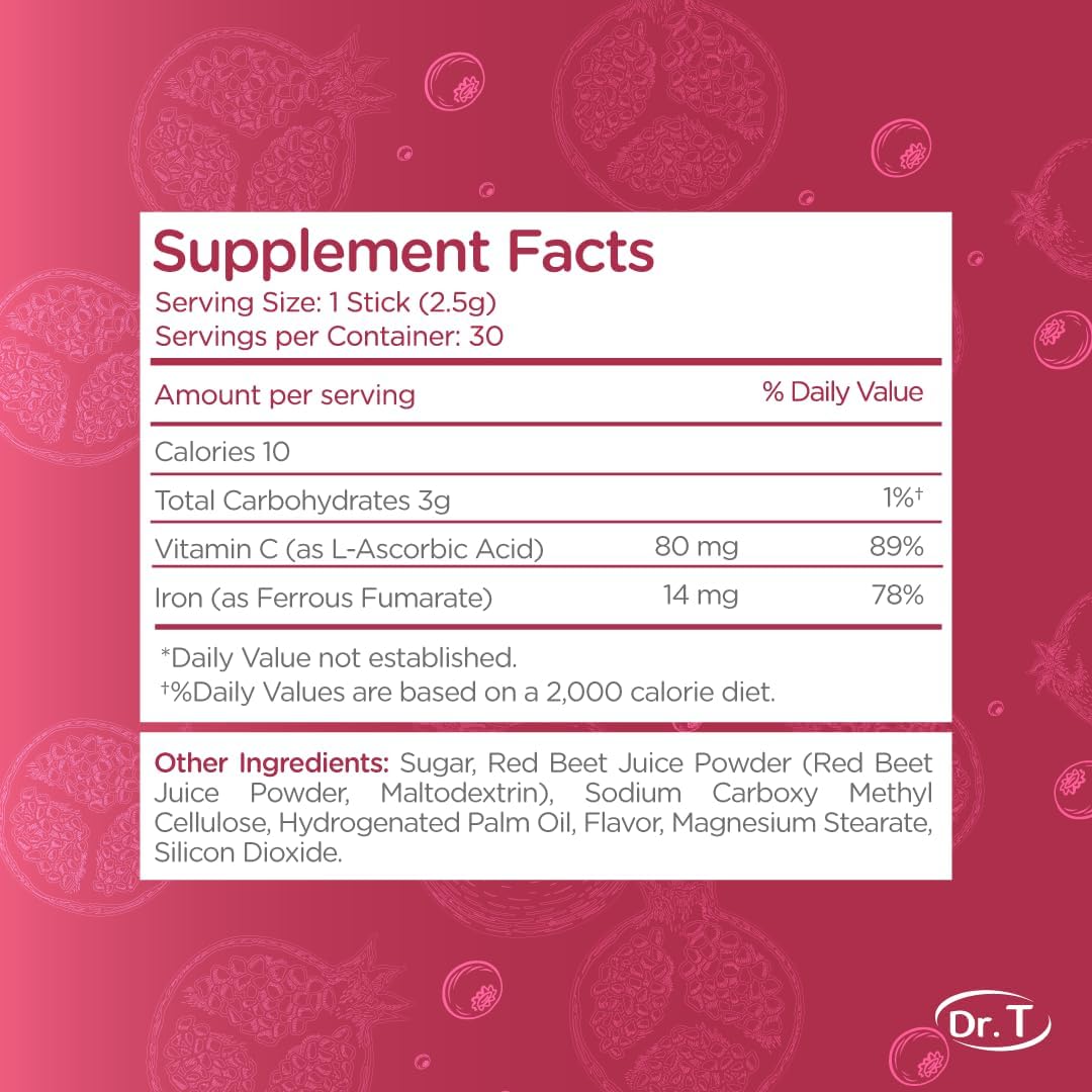 Dr. T Iron Force Powder Packs - Boost Red Blood Cell Production & Energy - 30 Single-Serve Packs