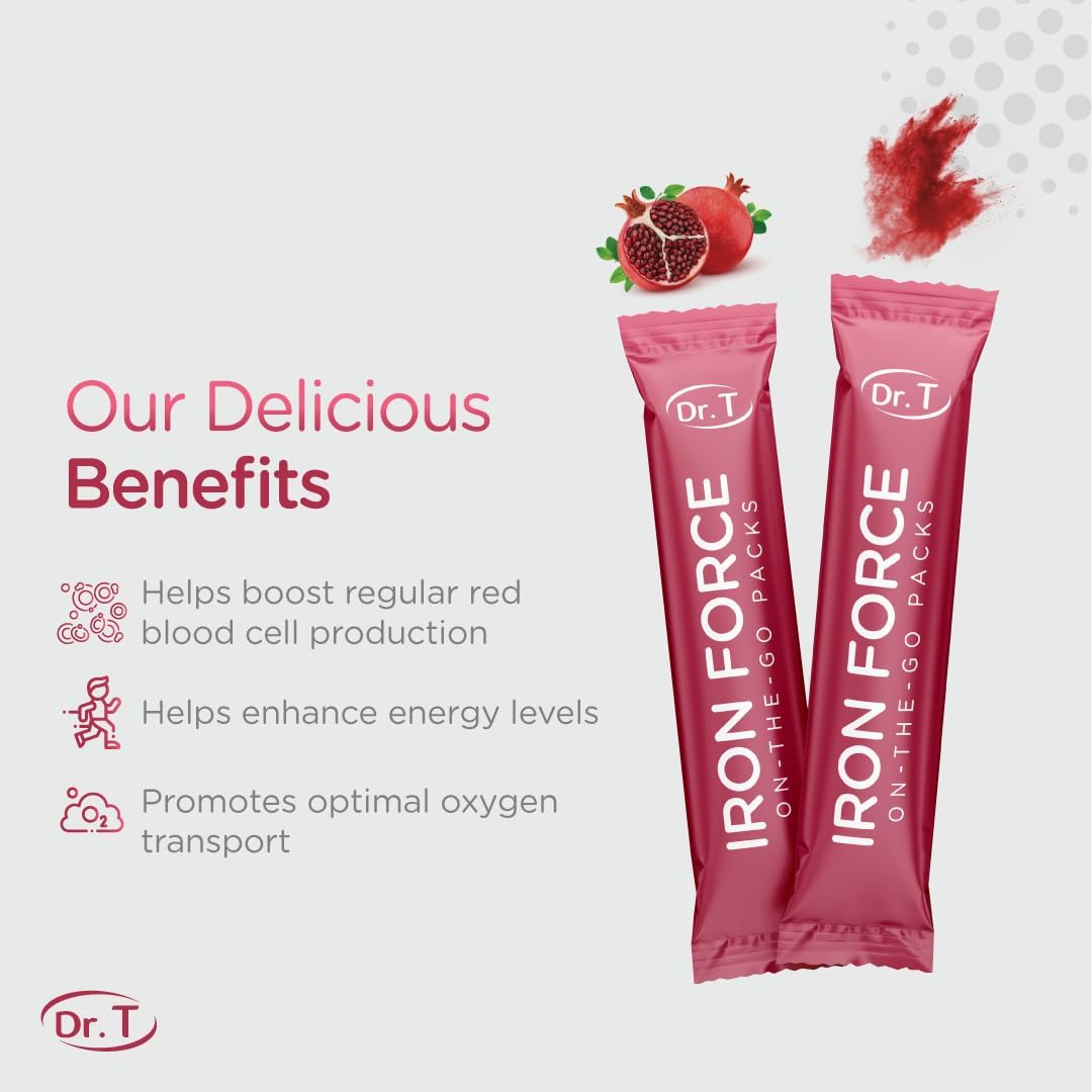 Dr. T Iron Force Powder Packs - Boost Red Blood Cell Production & Energy - 30 Single-Serve Packs