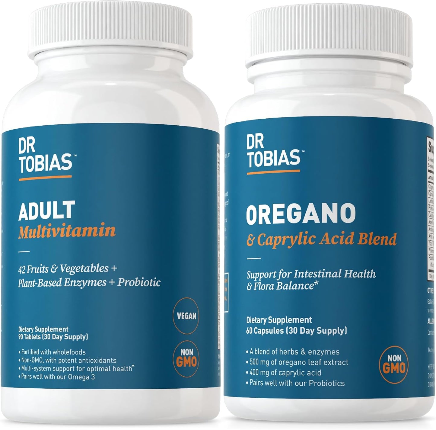 Dr. Tobias Adult Multivitamin with Oregano, Caprylic Acid, and Probiotics for Energy, Immune, and Intestinal Health