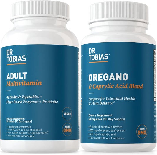 Dr. Tobias Adult Multivitamin with Oregano, Caprylic Acid, and Probiotics for Energy, Immune, and Intestinal Health