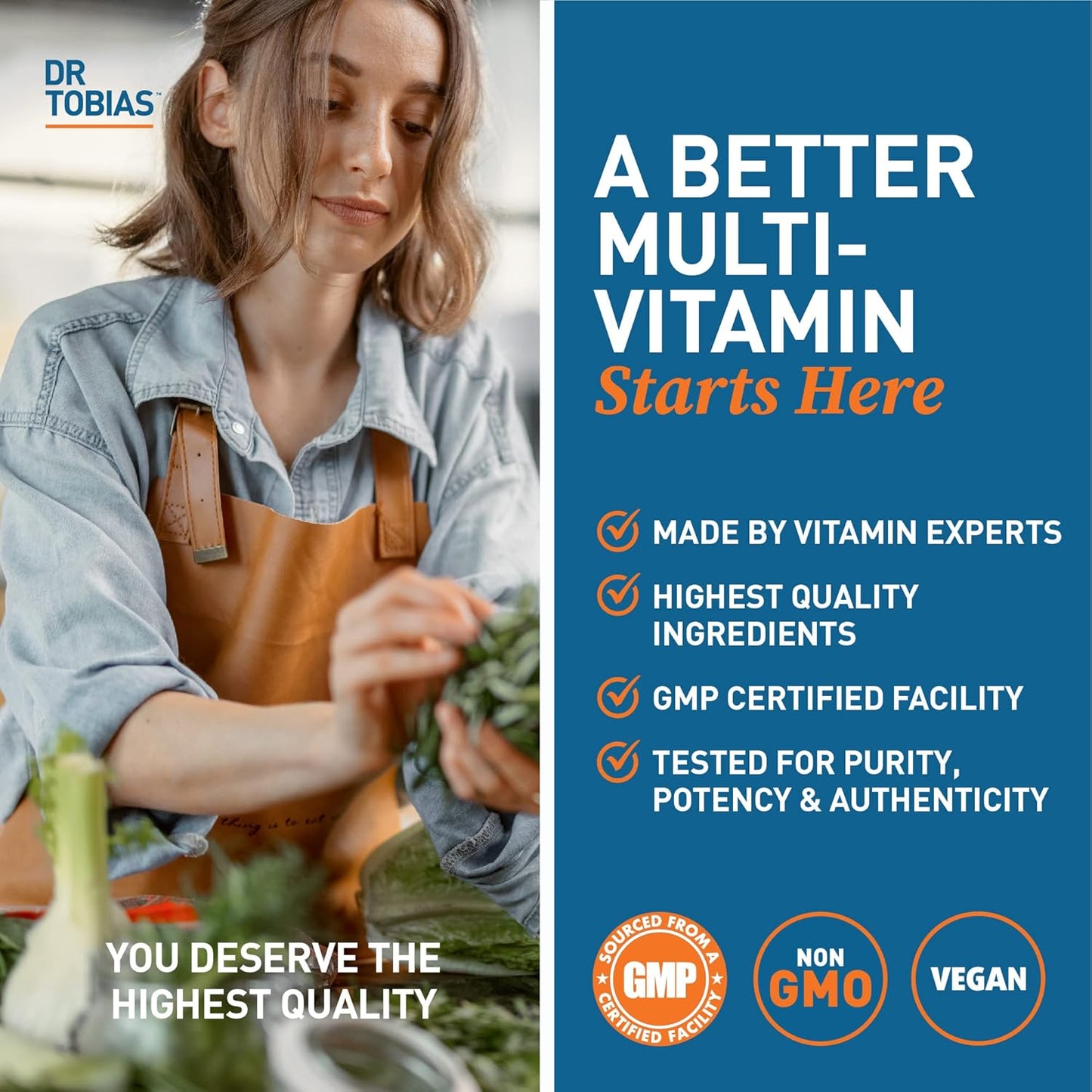 Dr. Tobias Adult Multivitamin with Oregano, Caprylic Acid, and Probiotics for Energy, Immune, and Intestinal Health