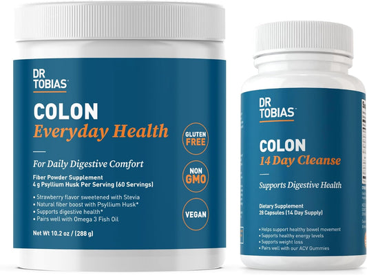 Dr. Tobias Colon Cleanse & Everyday Gut Health Bundle - 14 Day Detox with Psyllium Husk Fiber, Non-GMO Digestive Support