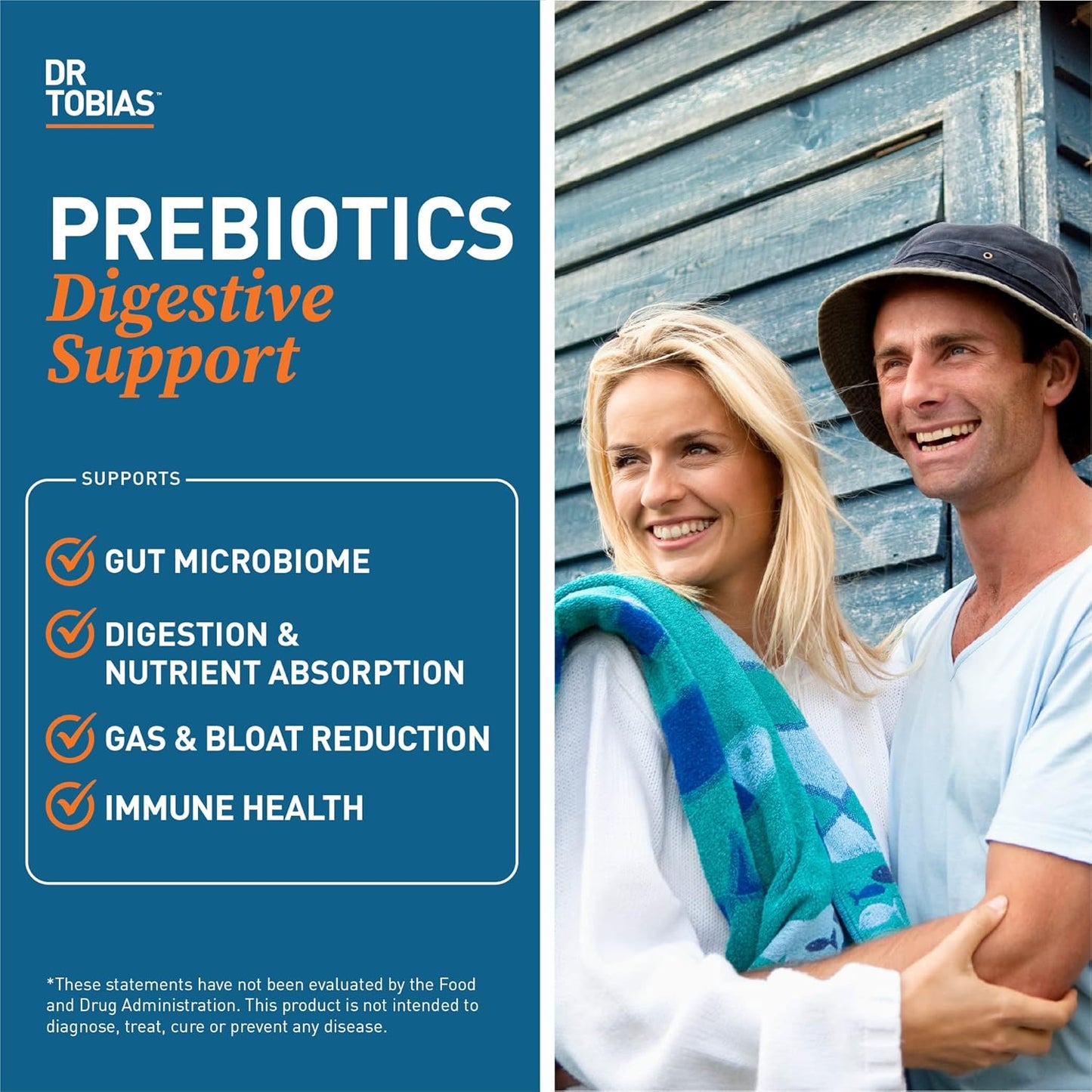 Dr. Tobias Prebiotic Supplements for Gut Health, Digestion Support, Vegan & Non-GMO, 30 Capsules