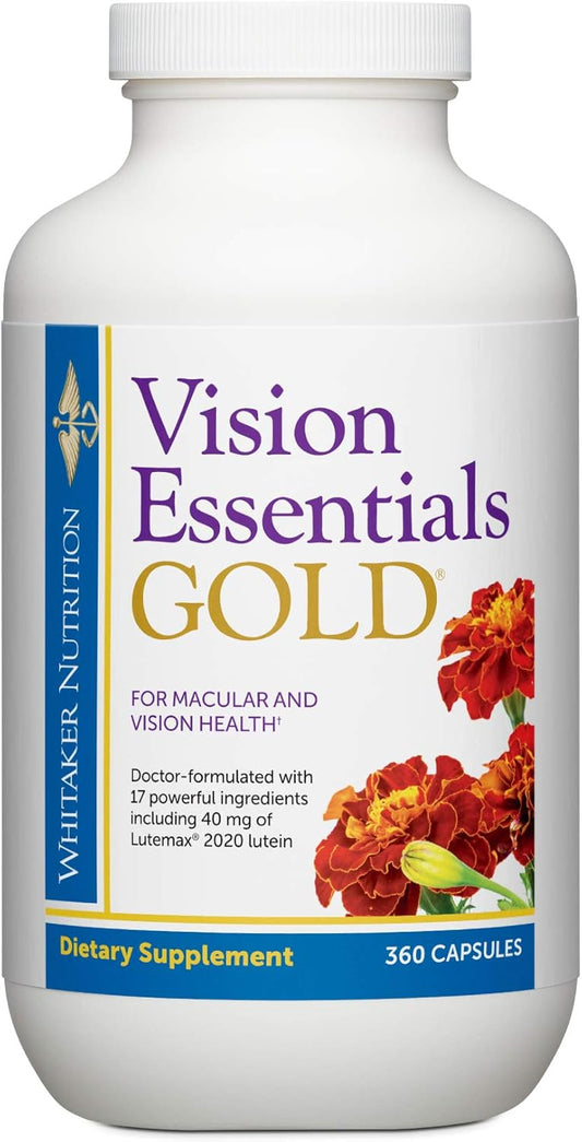 Dr. Whitaker Vision Essentials Gold: Eye Health Supplement with Lutein, Vitamin A, and Zeaxanthin - 360 Capsules for Macular Health and Blue Light Protection