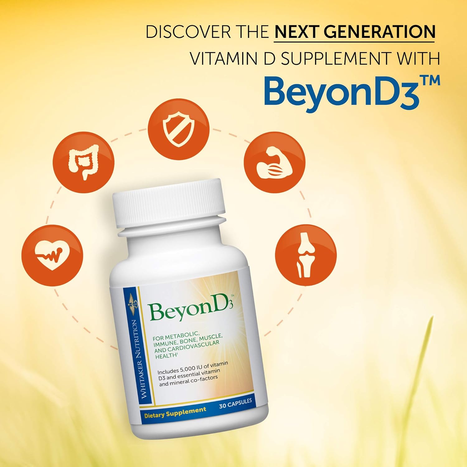 Dr. Whitaker's BeyonD3 Vitamin D3 Supplement with Boron, Vitamin K2, Magnesium, and Zinc - Immune Health Support (30 Capsules)