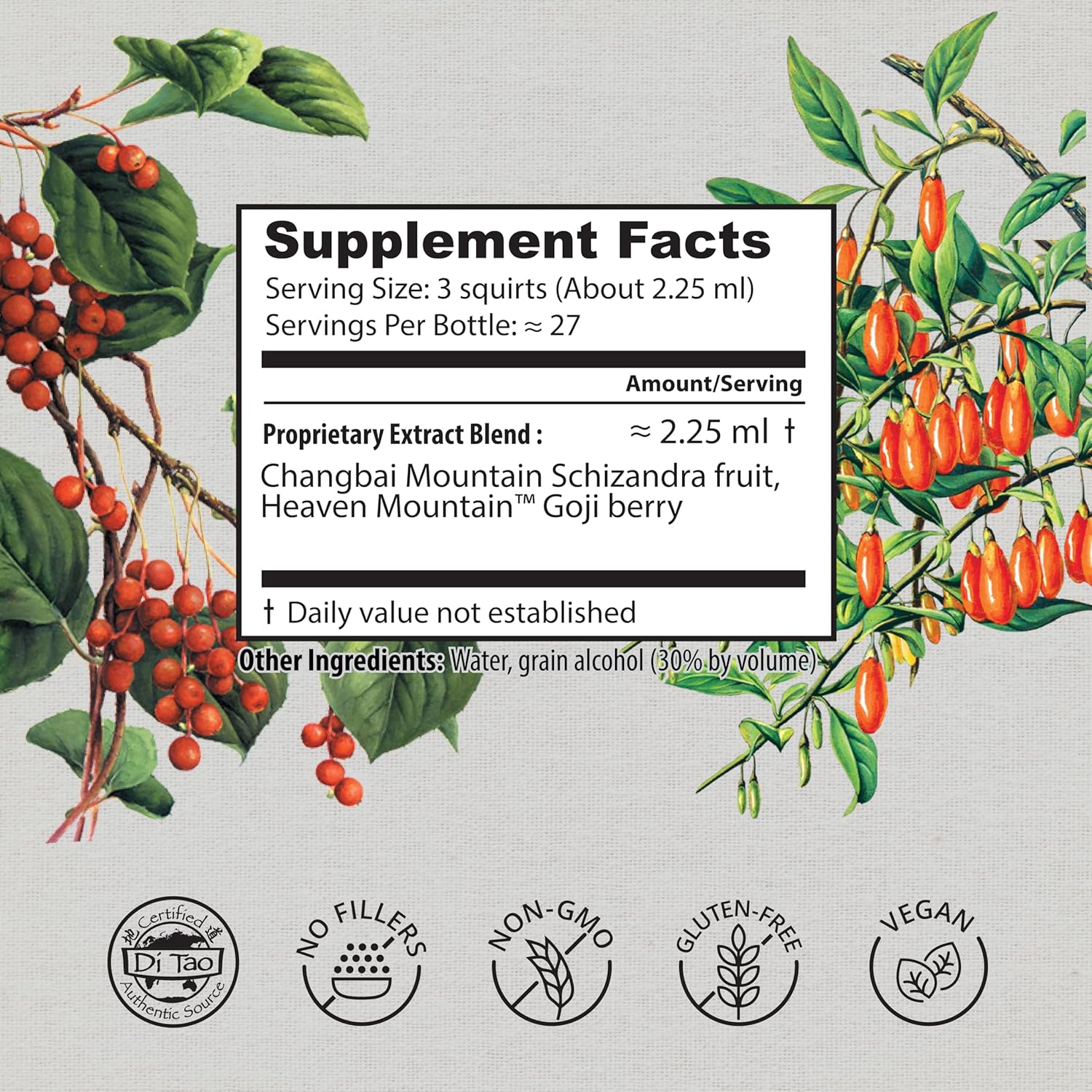 Dragon Herbs Goji & Schizandra Tincture for Healthy Aging, Skin, and Eyes | Natural Ingredients, Non-GMO | 2 fl. oz.