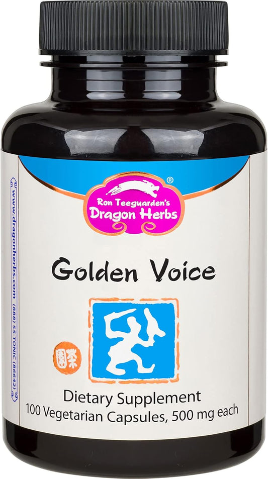 Dragon Herbs Golden Voice Capsules - 100 Capsules, 500 mg - Herbal Supplement for Vocal Health