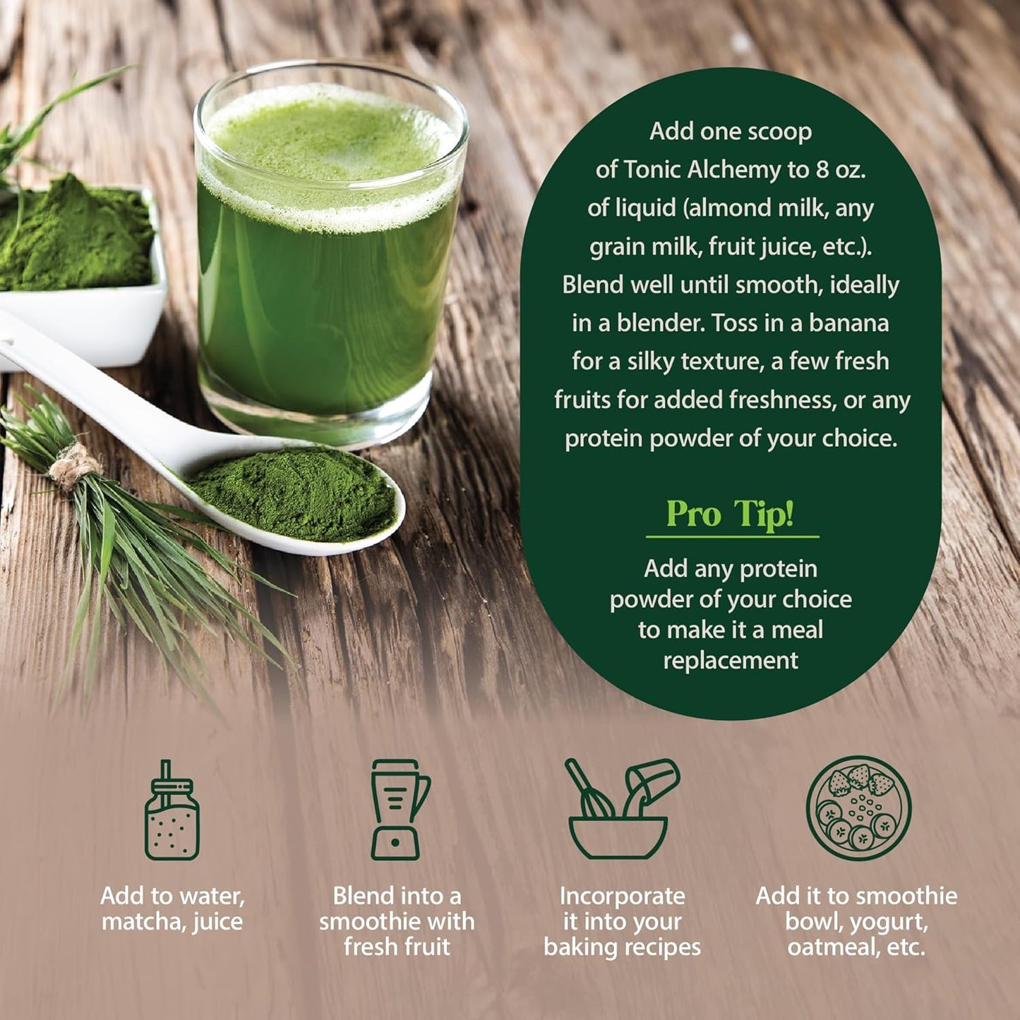 Dragon Herbs Tonic Alchemy Superfood Greens Powder - 91 Ingredients - Single Serve Packet