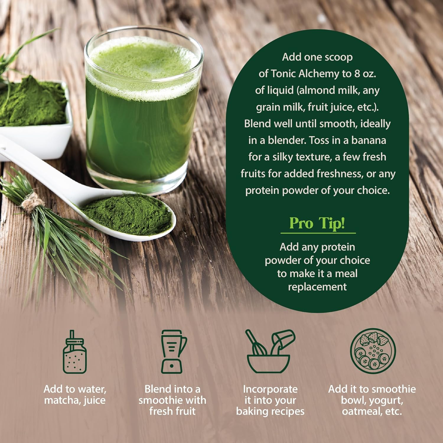 Dragon Herbs Tonic Alchemy Superfood Greens Powder - 91 Ingredients - Single Serve Packet