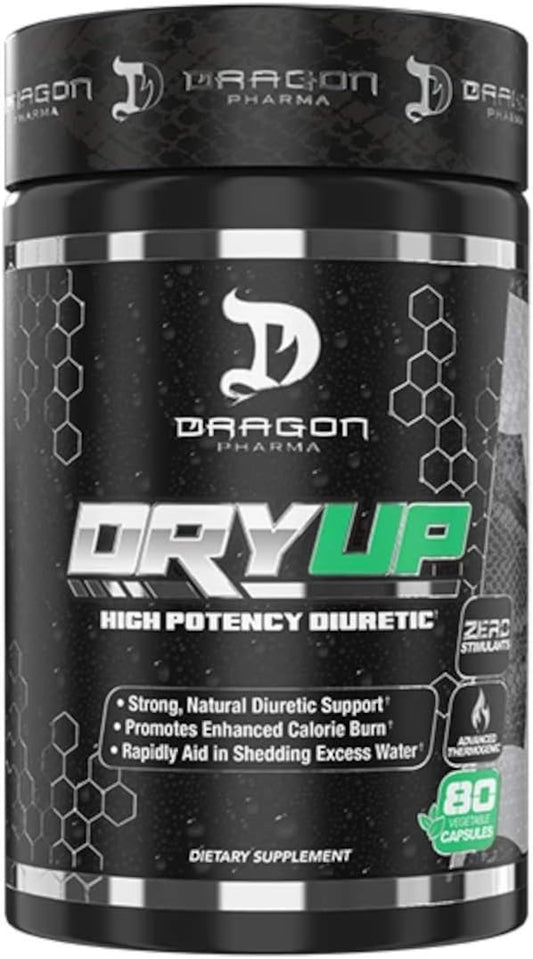 DRAGON PHARMA DryUp: High Potency Diuretic & Thermogenic Matrix - Stim-Free Supplement for Competition Prep (80 Capsules)