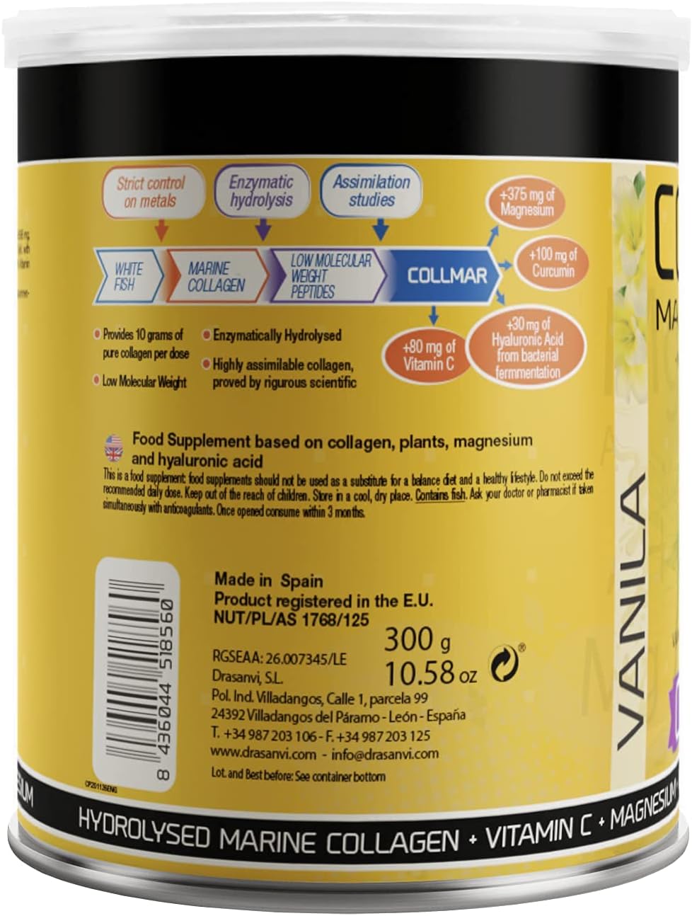 Drasanvi Collagen Powder 2 Pack with Magnesium, Turmeric, and Proteins for Muscle & Joint Health - Vanilla Flavor, Essential Amino Acids