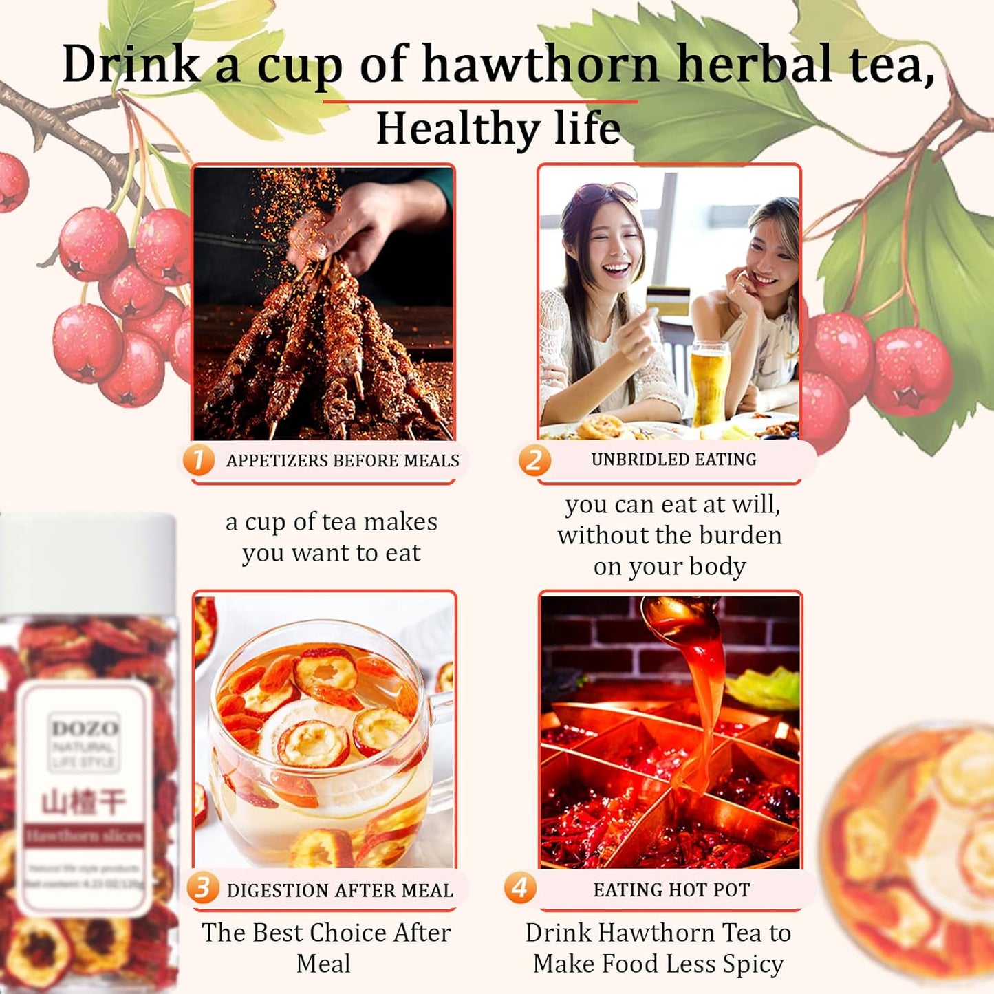 Dried Hawthorn Berries Tea Slices | 8.46oz/240g | Seedless Shanzha | Premium Quality Hawthorn Berry Supplement
