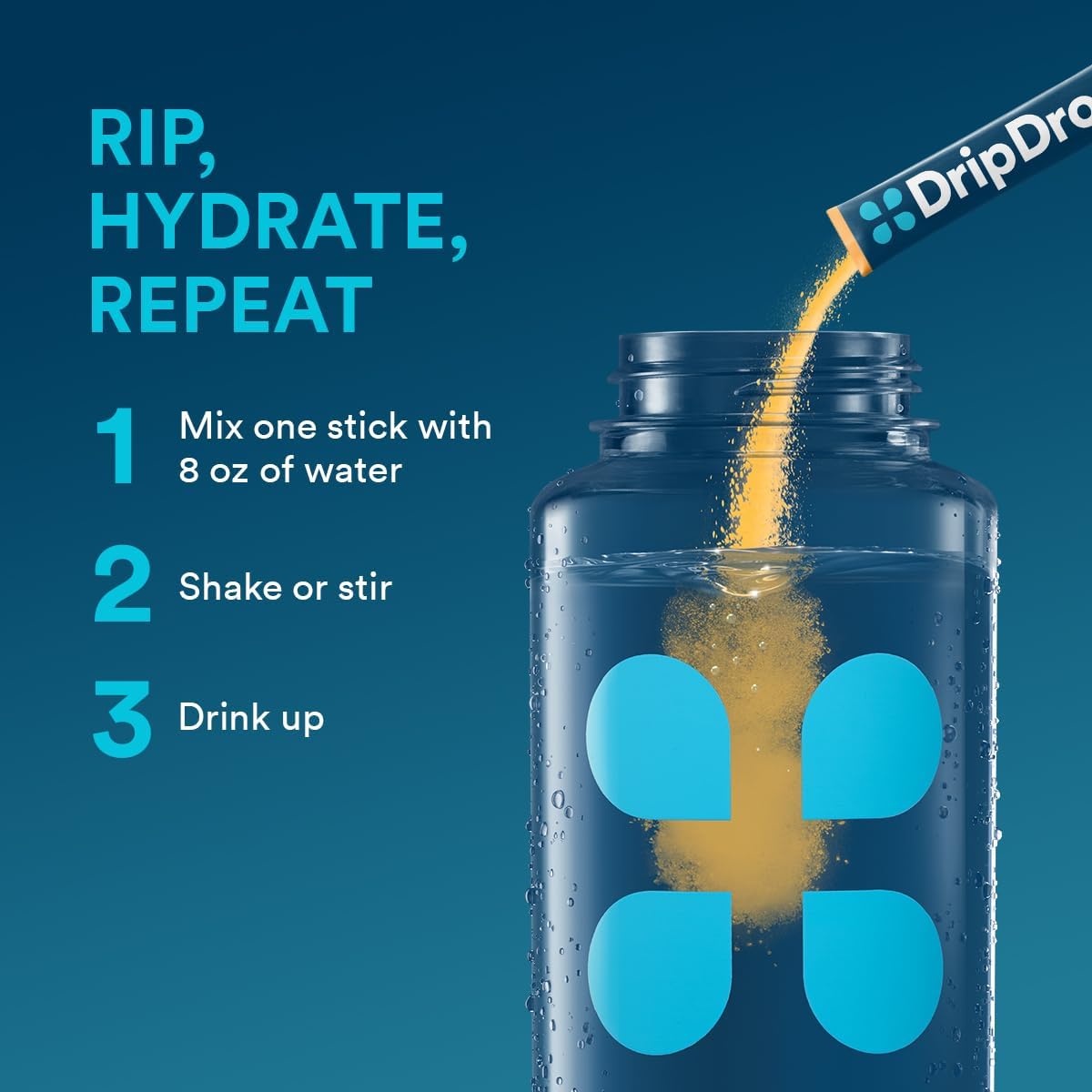 DripDrop Hydration Orange Electrolyte Drink Mix Powder Packets - 32 Single Serve Sticks | Non-GMO, Gluten Free, Vegan