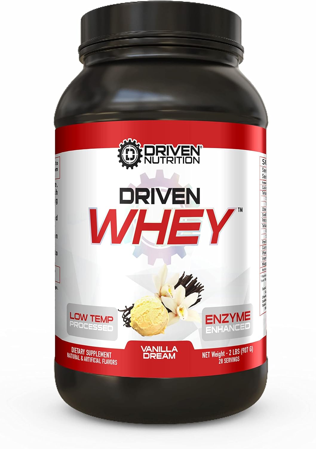 Driven Nutrition Driven WHEY Grass Fed Protein Powder: Vanilla Dream Flavor, 23g Protein with BCAA and Digestive Enzymes for Muscle Recovery (2 lb)
