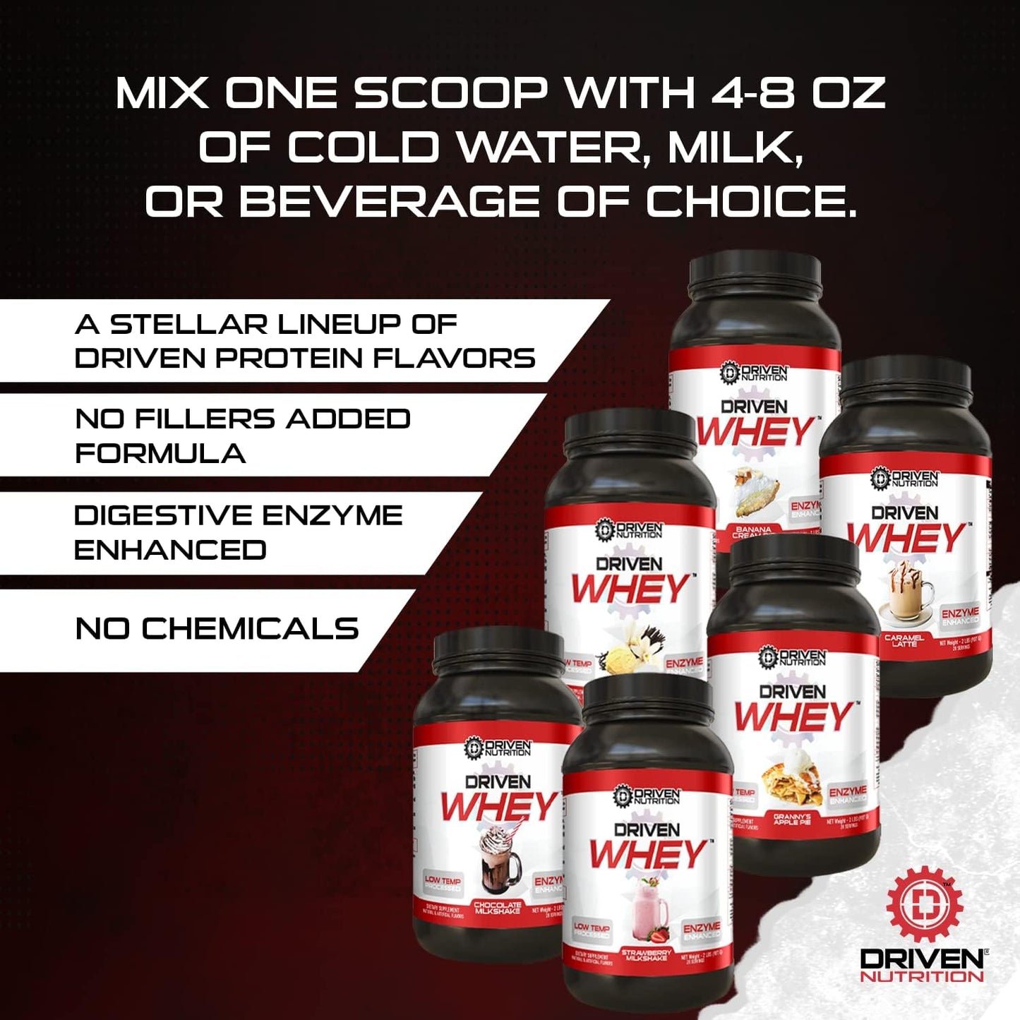 Driven Nutrition Driven WHEY Grass Fed Whey Protein Powder 2lb - Banana Pie Flavor - 23g Protein for Muscle Recovery - BCAA and Digestive Enzymes Included