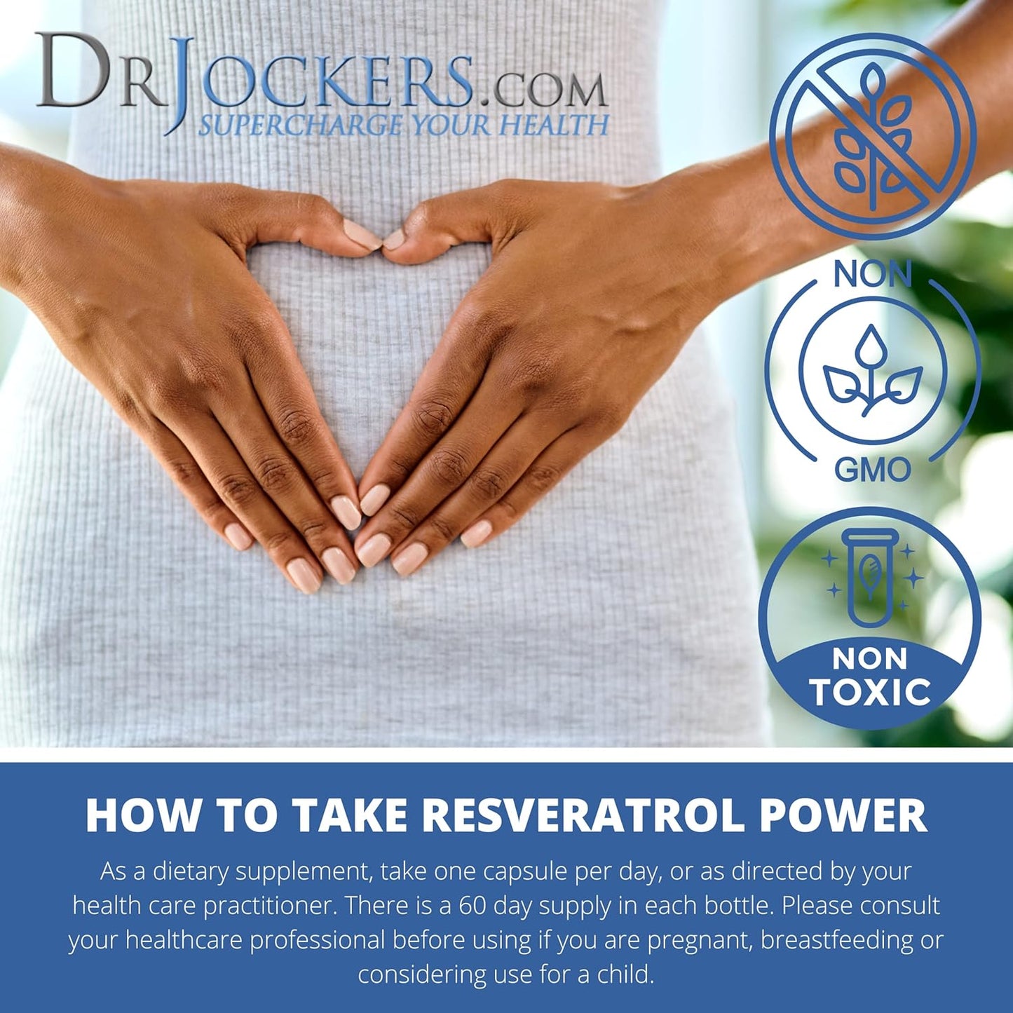 DrJockers.com Resveratrol Power with Immune Support and Anti-Aging Benefits - Skin Health Supplement with Trans Resveratrol - 200mg, 60 Capsules