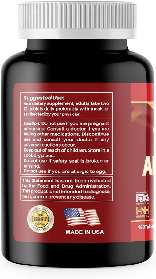 Dr.K&C Mega Albumin Protein 1000mg Tablets for Healthy Kidney & Liver Function, Overall Health Support, Energy Balance - 180 tabs