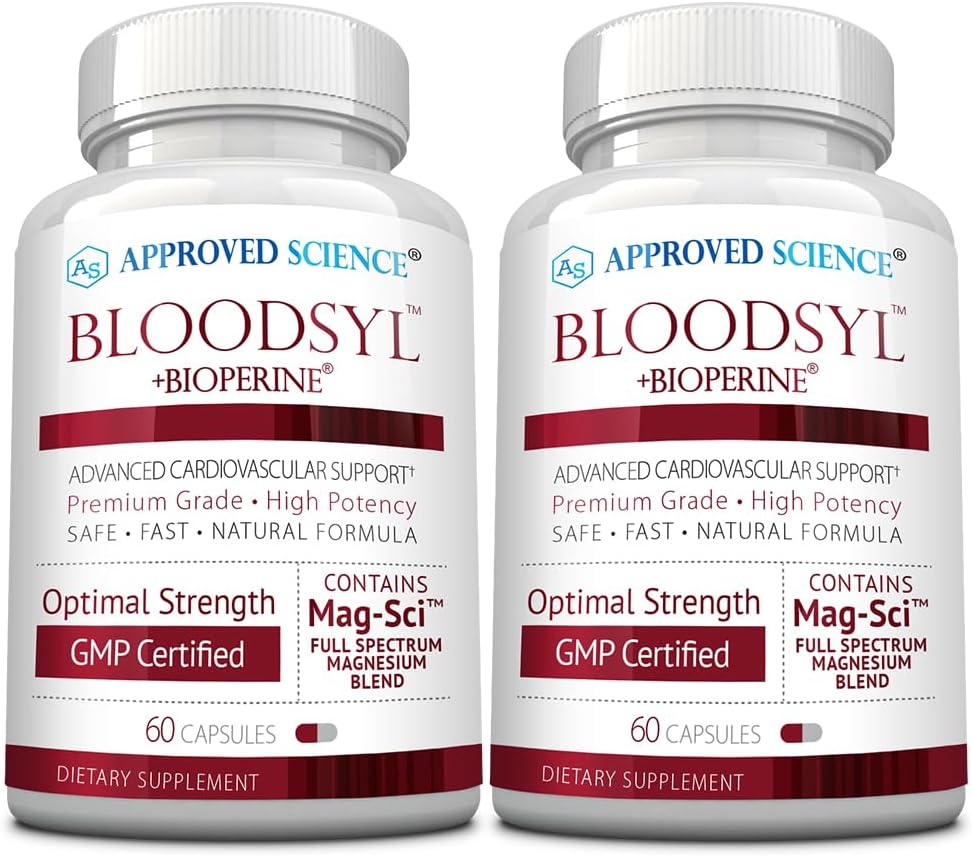 Dual Pack Approved Science Bloodsyl Capsules with Hawthorn Berry, Magnesium & BioPerine - Supports Blood Flow - Vegan - 120 Capsules