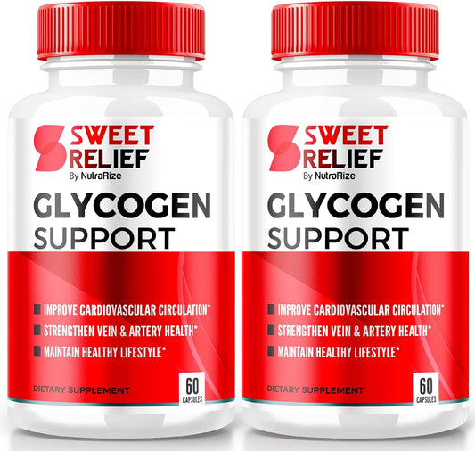 Dual Pack NutraRize Sweet Relief Glycogen Support Capsules - Joint & Blood Vessel Cleanser, Detox & Restore Supplement