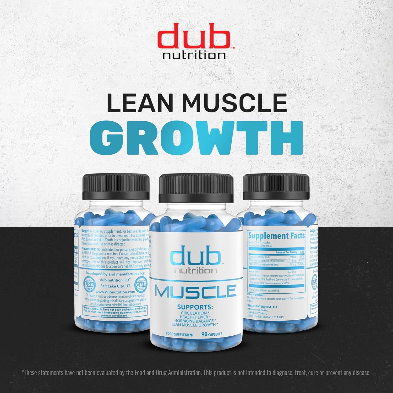 Dub Nutrition Muscle Supplement with Milk Thistle, Beta Alanine, Acai, Vitamins B6 & C - Supports Recovery, Strength, & Wellness - 90 Capsules