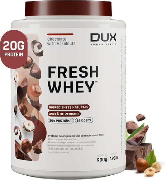 Dux Nutrition Lab Whey Protein with Belgian Chocolate & Hazelnuts - 20g Protein - Amino Acids, Brazilian Fruits, Nuts - 32oz
