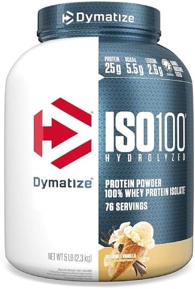 Dymatize ISO 100 Whey Protein Powder - Vanilla, 5lbs, 25g Hydrolyzed 100% Whey Isolate