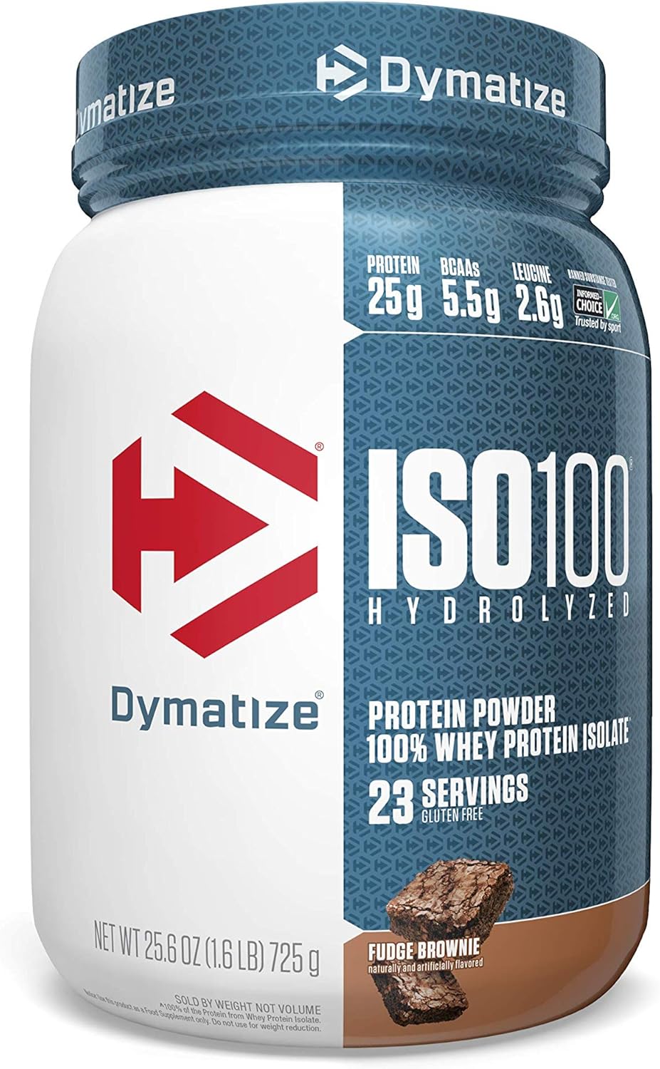 Dymatize ISO 100 Whey Protein Powder, Fudge Brownie Flavor, 25g Protein, 1.6 lb (25.6 oz)