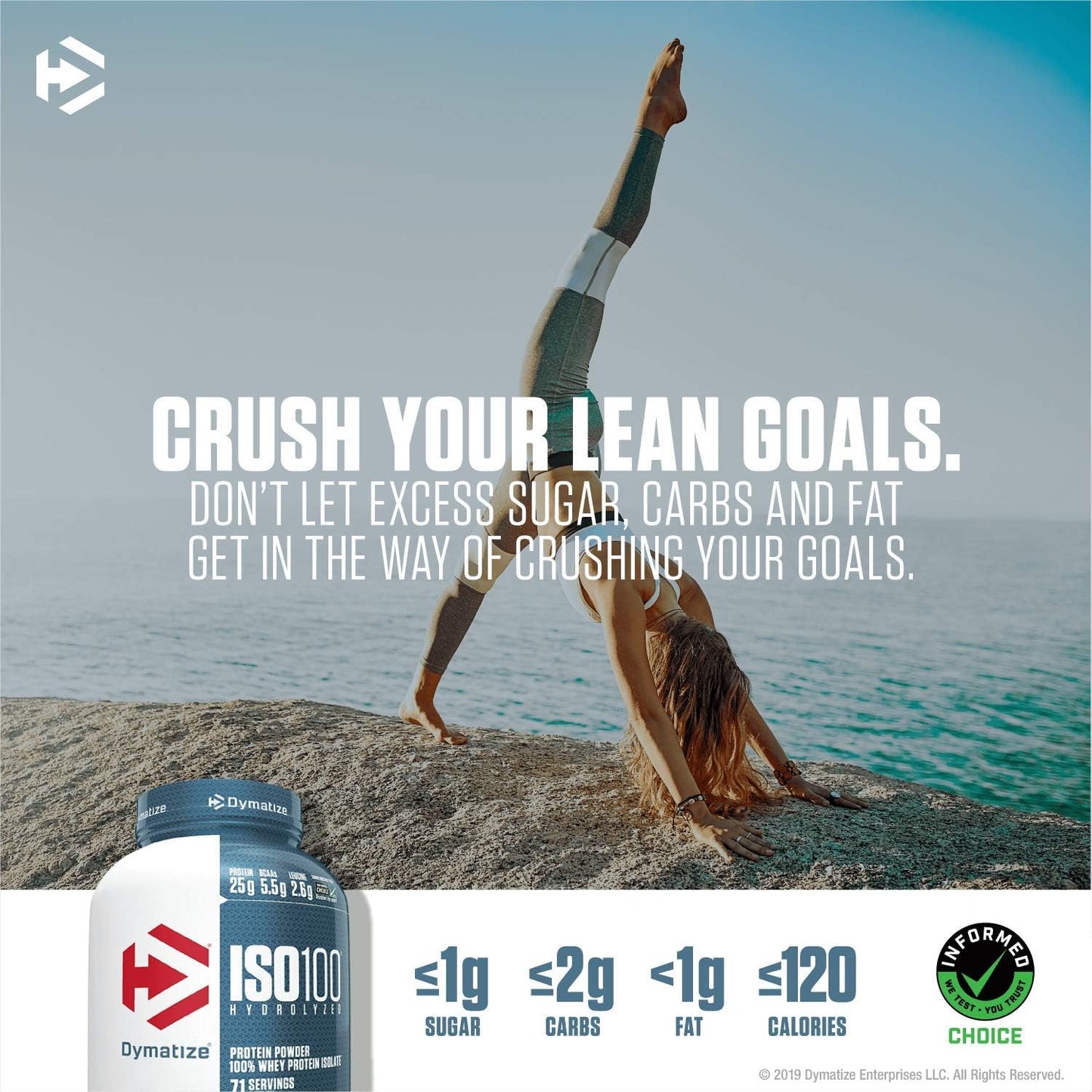 Dymatize ISO 100 Whey Protein Powder, Fudge Brownie Flavor, 25g Protein, 1.6 lb (25.6 oz)