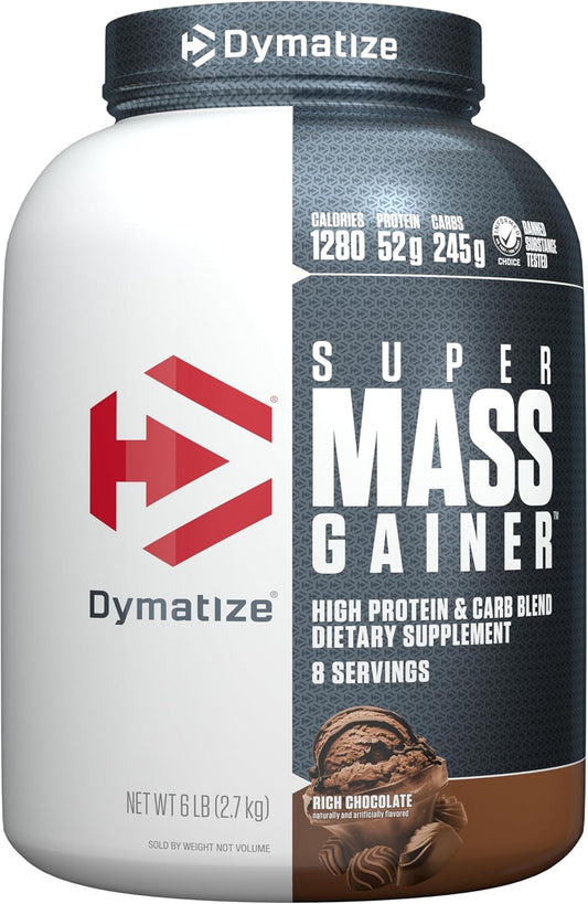Dymatize Super Mass Gainer Protein Powder, Rich Chocolate Flavor, 6 lbs - High Calorie & Protein, Easy Mixing, Delicious Taste