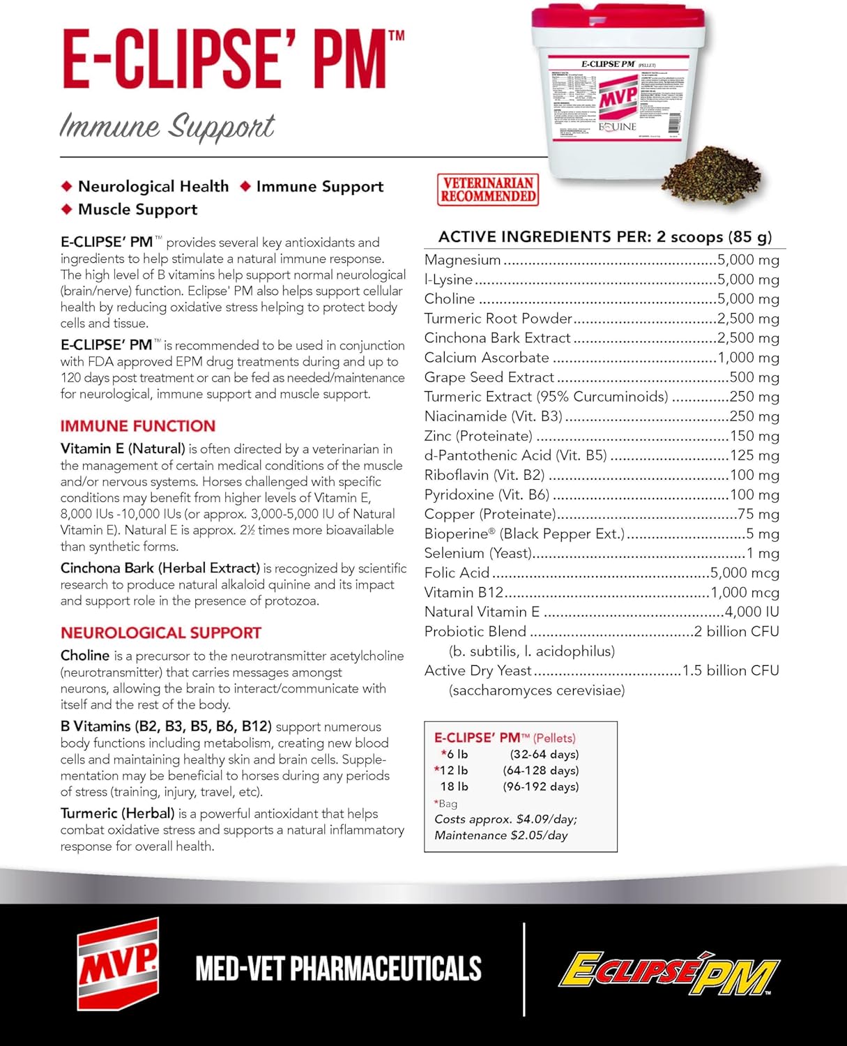 E-Clipse PM (18 lb) Equine Supplement for Neurologic Health and Immune Support