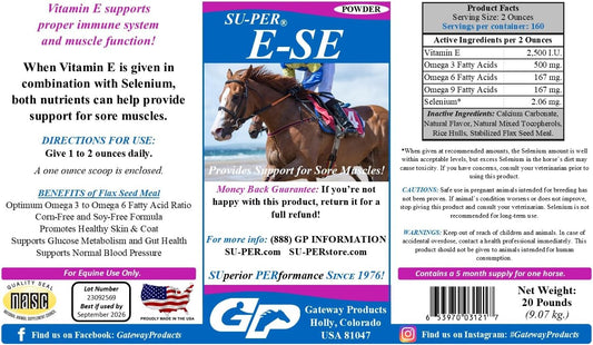E-Se Horse Antioxidant Supplement with Vitamin E and Selenium for Muscle Support - 20 lb