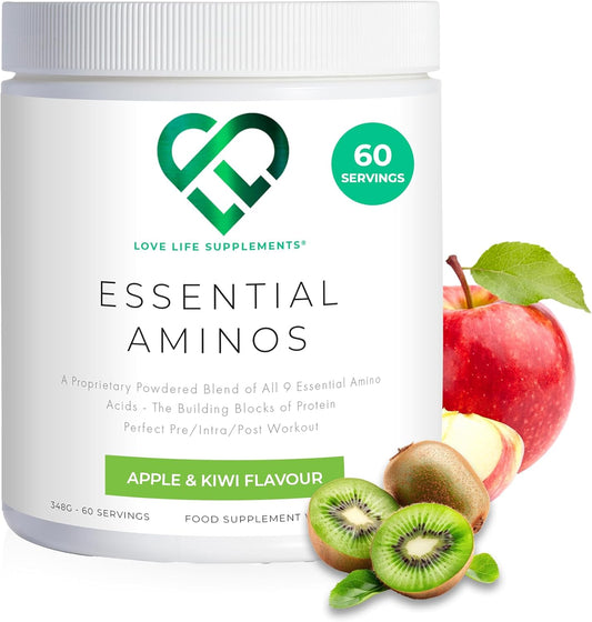 EAA Amino Acids Powder with BCAA's and Leucine, Apple & Kiwi Flavour - 348g (60 Servings)