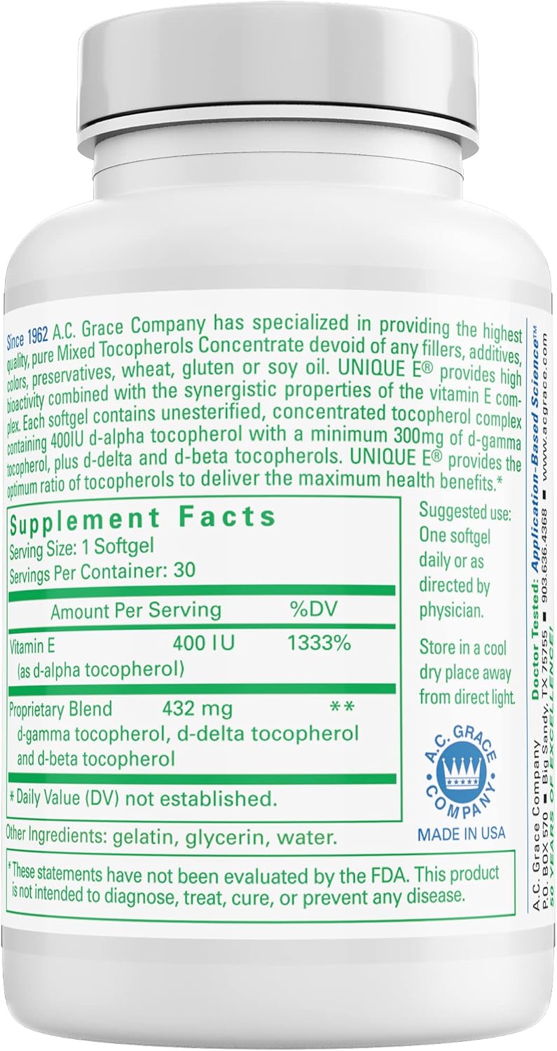 E.A.C. Grace Mixed Tocopherols Concentrate Softgel & Tocotrienols Tocopherol-Free Softgels - 30 & 60 Count