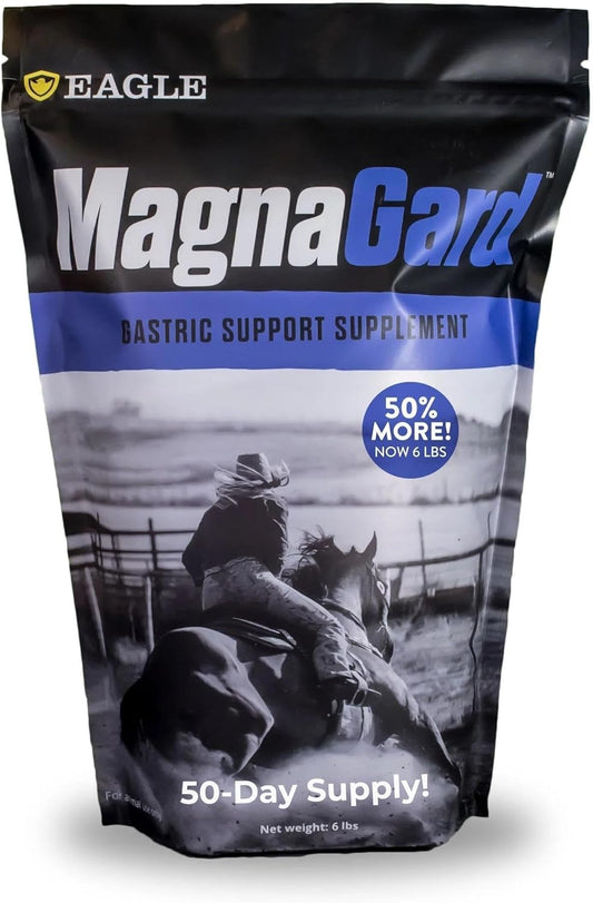 Eagle Equine MagnaGard Gastric Support Supplement for Horses - 6 lb Powder Bag, 45-Day Supply - Relieves Ulcers, Calming Formula with Magnesium & Vital Minerals