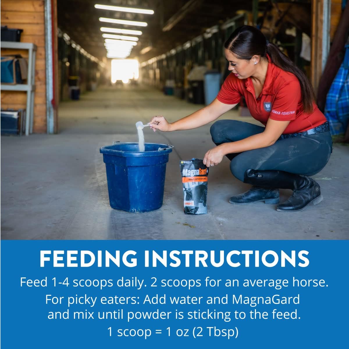 Eagle Equine MagnaGard Gastric Support Supplement for Horses - 6 lb Powder Bag, 45-Day Supply - Relieves Ulcers, Calming Formula with Magnesium & Vital Minerals