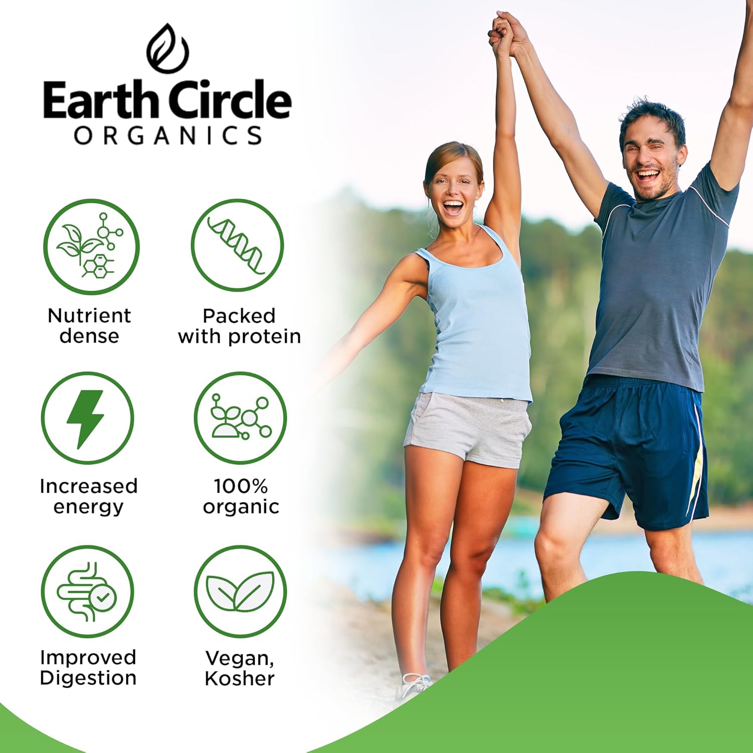 Earth Circle Organics Chlorella Powder 4oz (3 Pack) - Organic Broken Cell Wall Green Algae with High Protein & Amino Acids